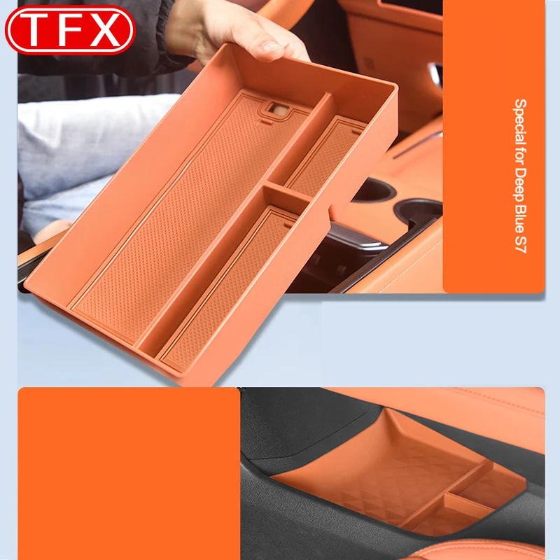 For Changan Deepal S7 2023 2024 Car Armrest Box Storage Box Center Control Organizer Modification SL03 Car Interior Products