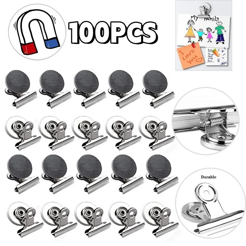 100-pack Fridge Magnets Refrigerator Magnetic Clips Heavy Duty Detailed List Display Paper Fasteners on Teaching&  Home& Office&