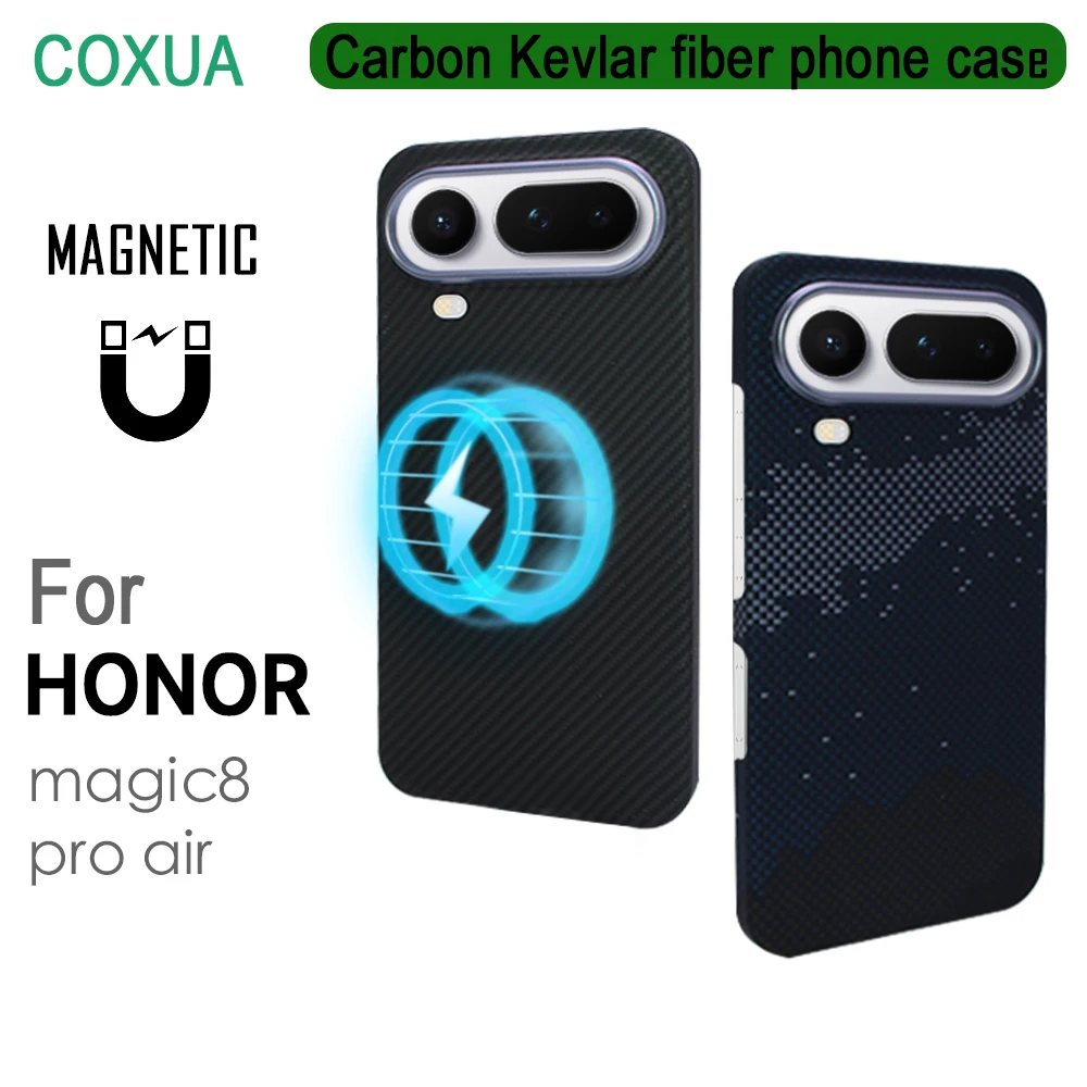 

100% Kevlar Aramid Carbon Fiber Case for Honor magic 8 Pro Air Magsafe Luxury Cover Magnetic Ultra-Thin Phone Back Case