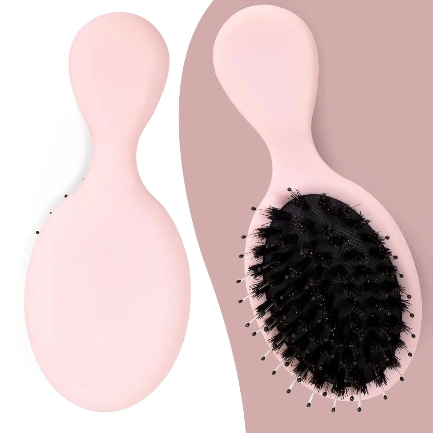 فرشاة شعر صغيرة الحجم مع فرشاة شعر بشعيرات الخنزير للنساء والرجال والأطفال، فرشاة شعر صغيرة محمولة لمحافظ الجيوب #1