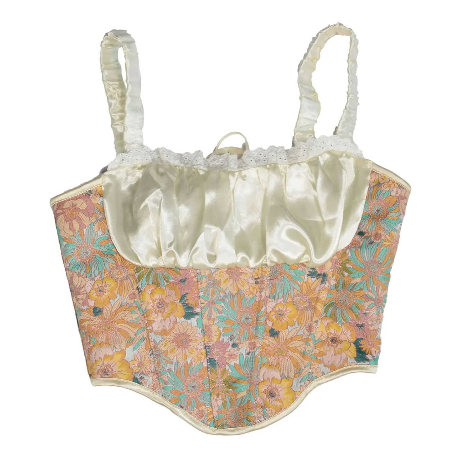 Women Evening Corset Crop O Neck Backless Floral Print Sexy Sleeveless Tank Summer Casual Female Tops