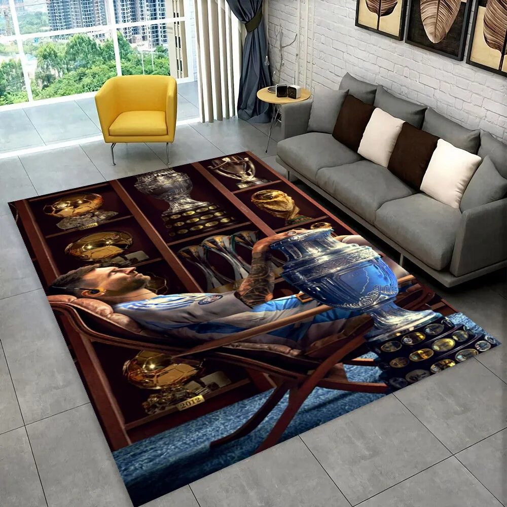 Goat Messi Football Sport Star Carpet Rug for Playroom Bedroom Living Room Sofa Home Decor,kids Game Area Rug Non-slip Floor Mat