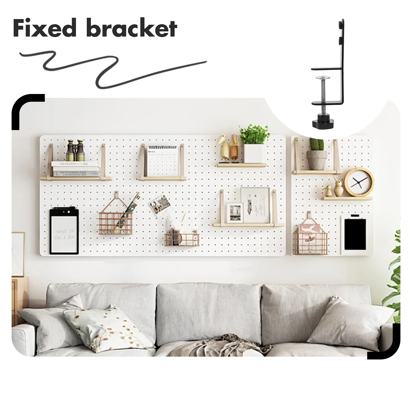 테이블 위에 설치하는 조절 가능한 C형 클램프 브래킷 2개, 페그보드 데스크 정리 도구 보관 공예 용품 홀더