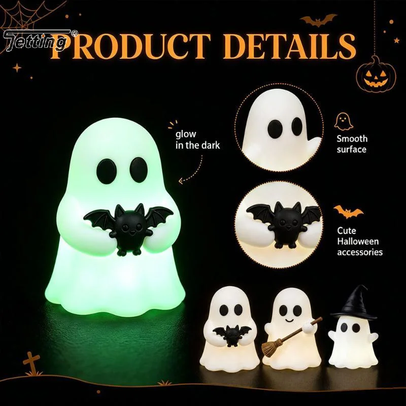 Mini statue de fantôme lumineuse pour Halloween, ornement qui brille dans le noir, décoration de table mignonne et effrayante, pour la pâtisserie, artisanat, vacances