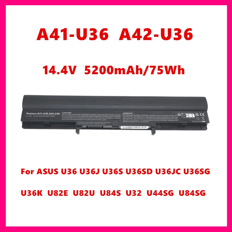 14.4V 5200mAh A41-U36 A42-U36 بطارية الكمبيوتر المحمول ل ASUS U36 U36J U36SU36SD U36JC U36SG U36K U82E U82U U84S U32 U44SG U84SG