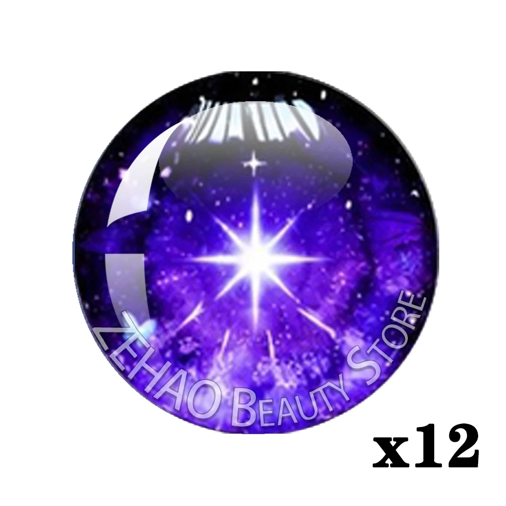 12Pcs Starry Purple Butterfly  10MM-40MM Glass Cabochon Eye Round Decorative Accessories DIY Blyth BJD Doll Accessories JD025