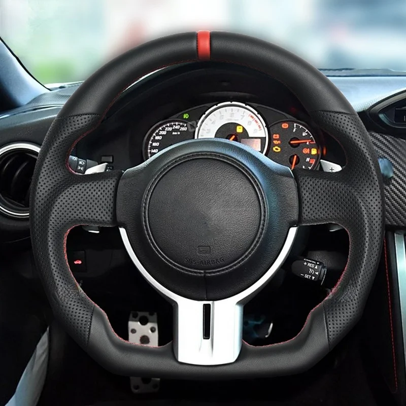 Full Leather Steering Wheel Direct Fit Replacement for Toyota 86 Subaru BRZ ZN6 First Generation 2012-2015 OE Style Car Interior