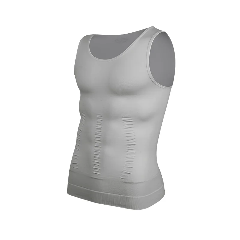 Men Compression Vest Sleeveless Shapewear Solid Slimming Body Shaper Shirt Gym Workout Corset Tummy Control Abs Abdomen Tank Top image 3