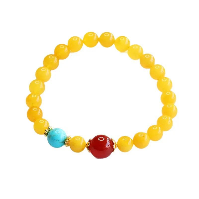 Juantong Natural Chicken Oil Yellow Beeswax Bracelet Red Agate Amber Bracelet S5091604
