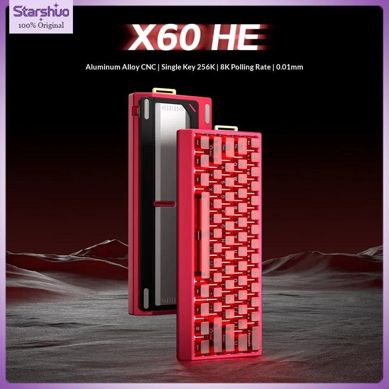 

Проводная клавиатура NDIY X60HE для киберспорта с магнитными переключателями Gateron Yujingzi V4 и настраиваемыми стабилизаторами без магнитов