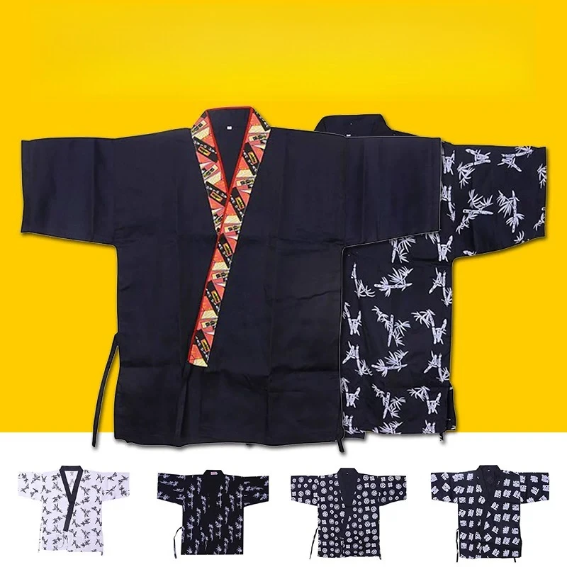 Japanese Chef Clothes Uniforms Restaurant Cuisine Sushi Chef Jackets Kimono Workwear Cook Costume Kitchen Jacket Overalls Tops