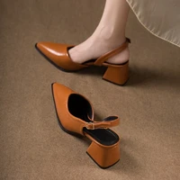 High Heel Sandals Woman Pointed Toe Heeled Shoes Shallow 2026 New Summer Trend Loafers Slingback Shoes Elegant Dress Pumps - Image 2