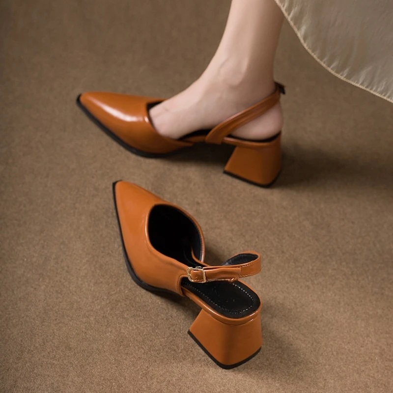 High Heel Sandals Woman Pointed Toe Heeled Shoes Shallow 2026 New Summer Trend Loafers Slingback Shoes Elegant Dress Pumps