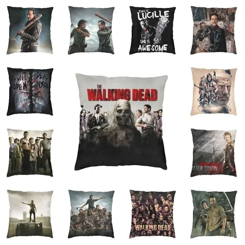 The Walking Dead Pillow Covers Decoration Fashion Horror Zombie TV Show Chair Cushion Square Pillowcase