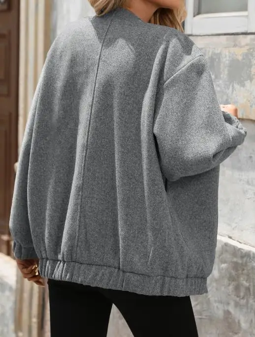 Women's Solid Color Zipper Jacket Casual Long Sleeve Fashion Autumn Clothing Versatile New Item