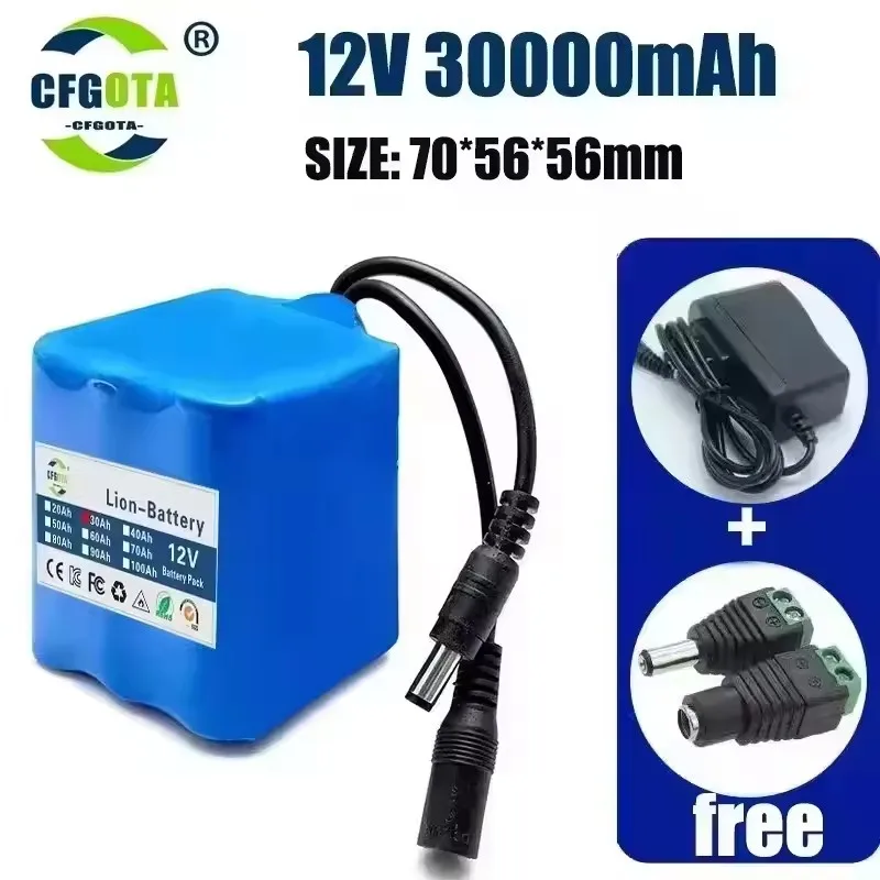 12V 20000mah 18650 NEW Lithium Battery Pack 3S5P large Capacity Built-in BMS 20Ah Suitable for Small Power Electronic Equipment