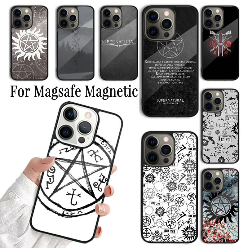 Coque Phone Case For iPhone 16 15 14 13 12 Mini 11 Pro Max Plus Magsafe Magnetic Wireless Charging Cover Supernatural Symbol