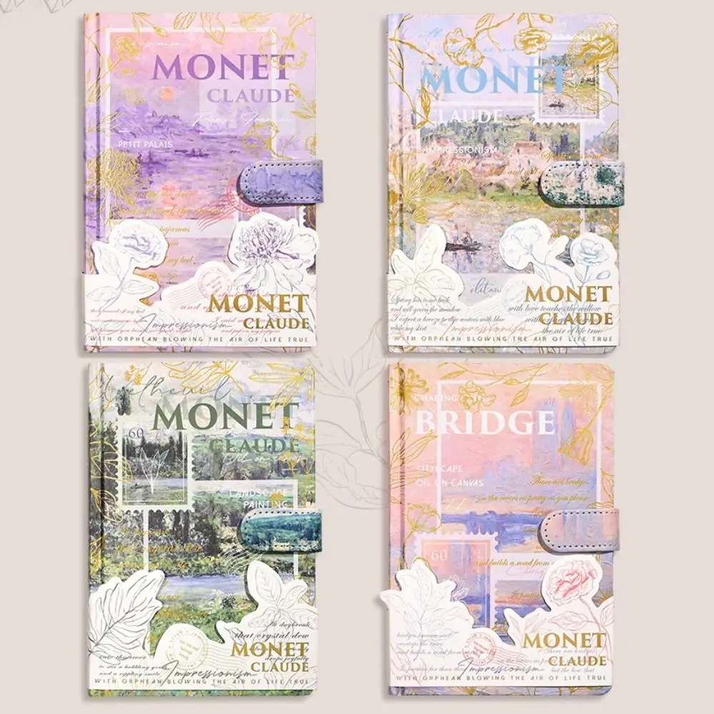 لوحة زيتية فنية جميلة مقاس A5، صفحة عنوان دفتر الملاحظات، دفتر ملاحظات جمالي، زر مغناطيسي، كتيب اللوازم المكتبية