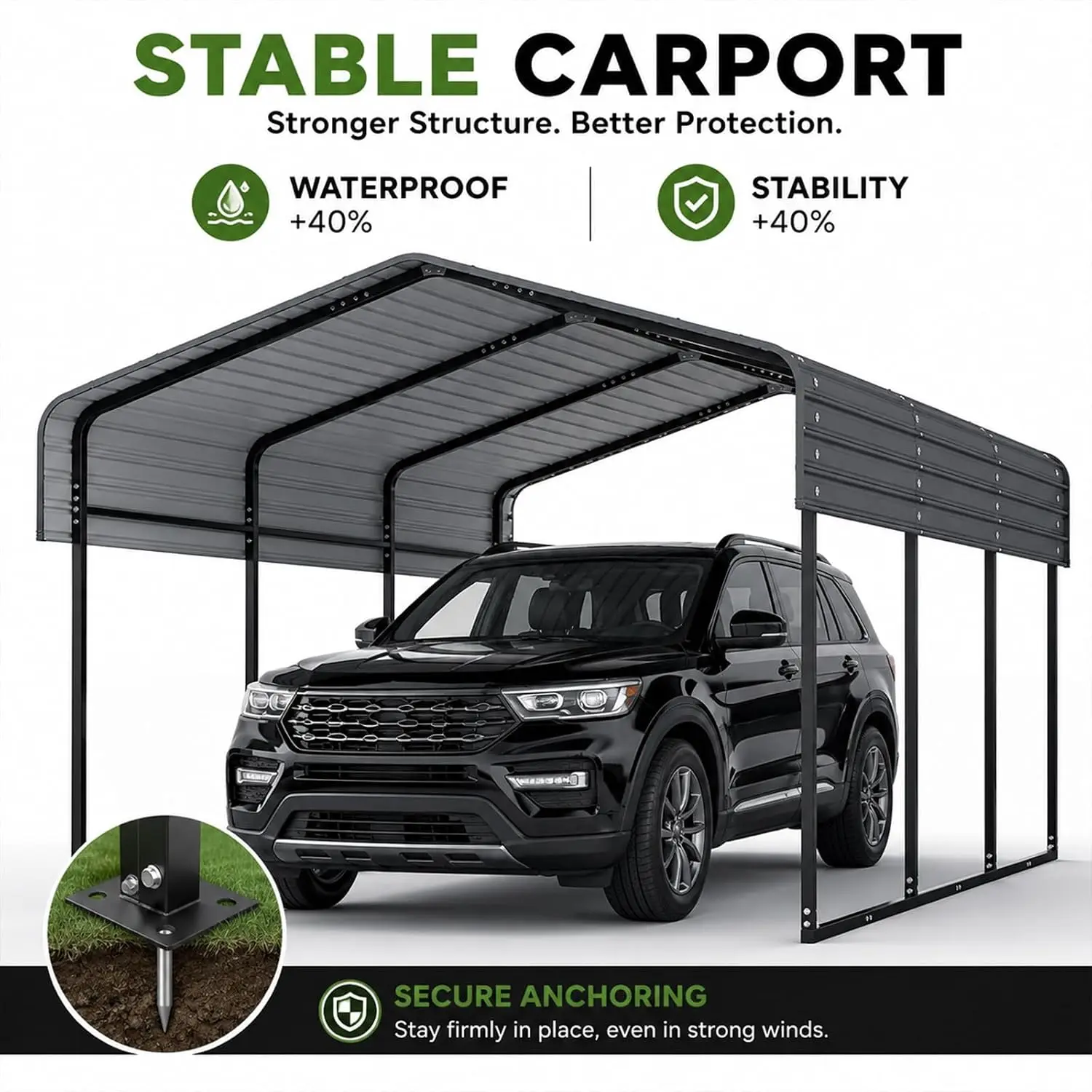 10x15 FT Metal Carport, Heavy Duty Outdoor Car Shelter with Galvanized Steel Roof, Steel Car Port Garage Canopy for, Custom