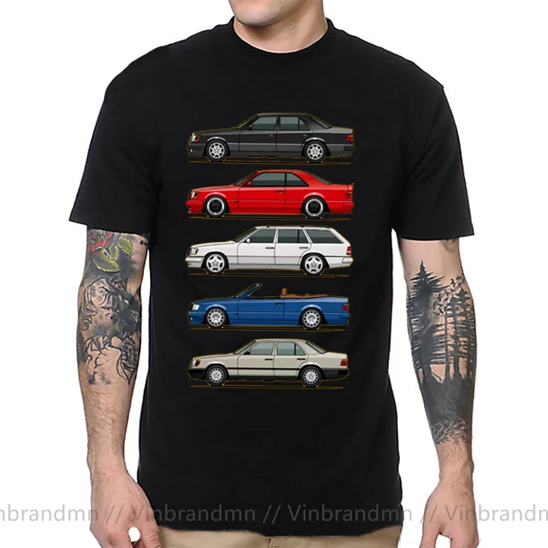 New 2022 Stack of W124 E Class Men T Shirt Drive The Classic Tops Legens Never Die tee shirt men Youth Shirt Car styling T-shirt