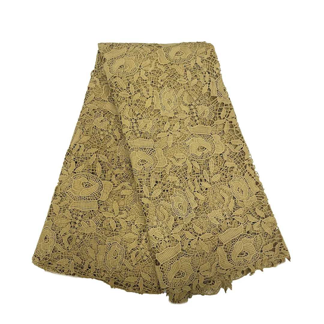 Beauty Tissue Cord Lace Fabric Nigerian African Hot Sale Wedding Party Dress Guipure Cord Water Souble Lace Fabric For Women