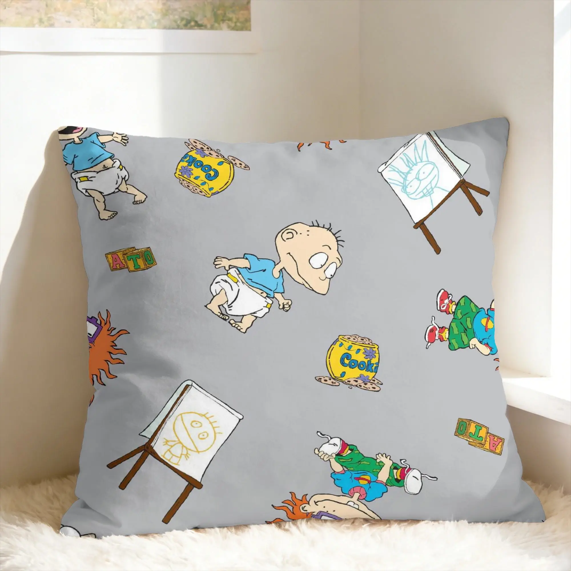 R-Rugrats Angelica Pickles Pillowcases  Funny Pillow Case For Sofa Couch Bed Living Room Square Pillow Cover
