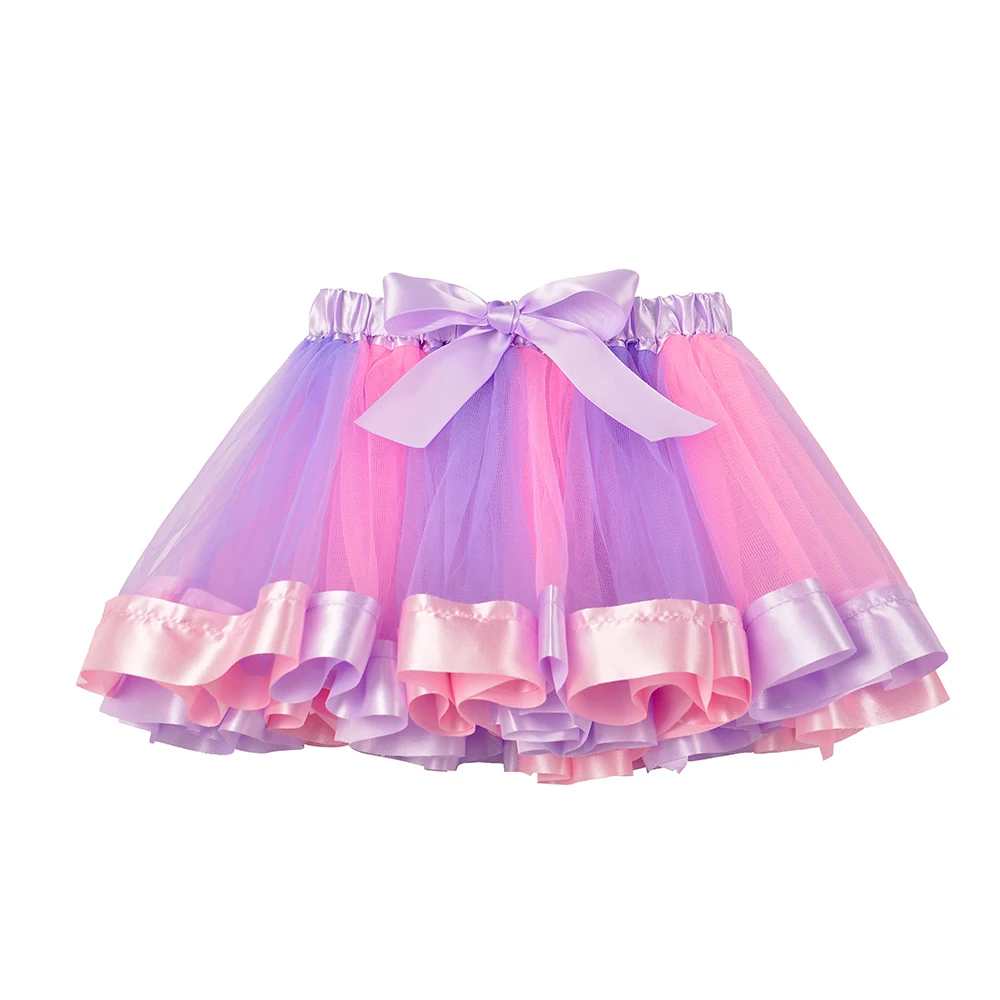 Kinder Mädchen T-Shirt mit Einhorn-Print, rosa, lila, Rüschen-Tutu-Rock, 2-teiliges Sommer-Outfit-Set für den Alltag, Geburtstag – Detail 3