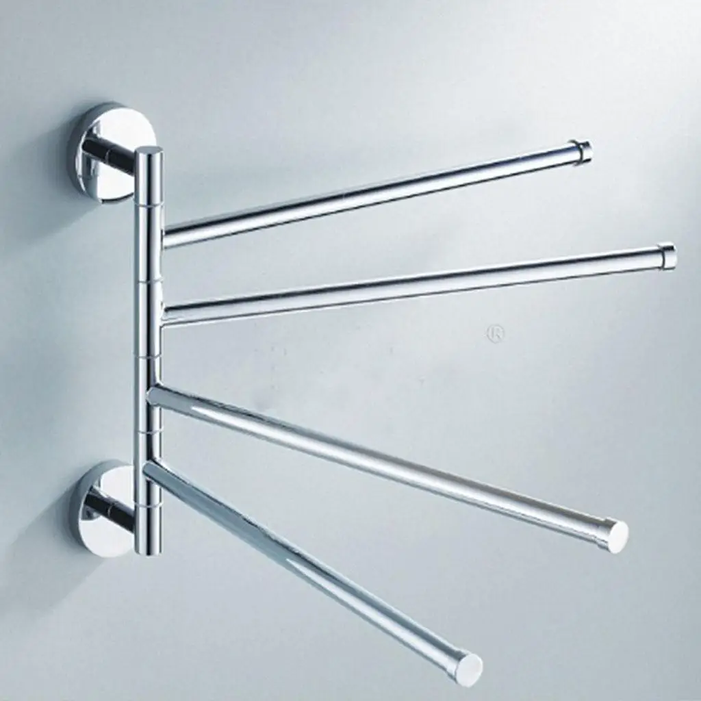 Stainless Steel Wall Mount Towel Rail Swivel Bar Holder Bathroom Rack Organizer for Home or Commercial