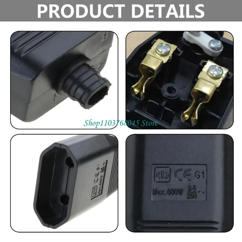 R53F European Standard Female Hole Socket Two-pole Power Extension Cord Plug Outlet