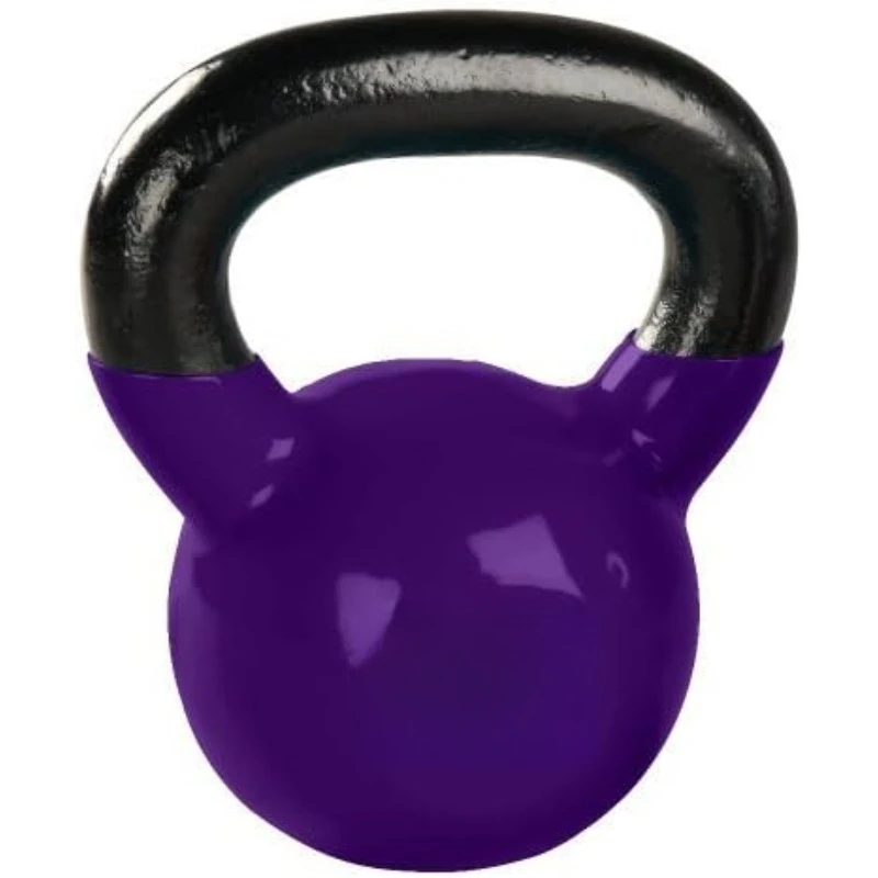 Kettlebell Weights Deluxe Cast Iron Vinyl Coated Comfort Grip Wide Handle Color Coded Kettlebell Weight Set