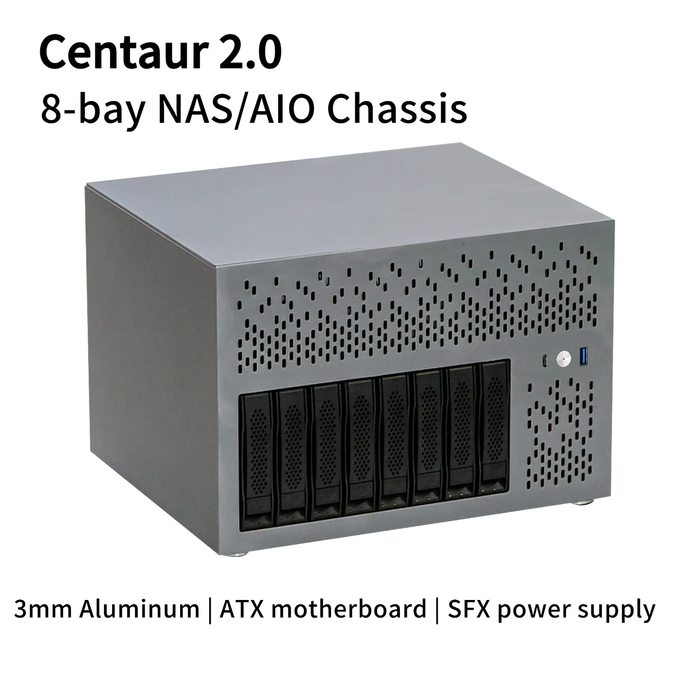 

Centaur NAS/AIO Chassis DIY8 Disk ATX Semi-High PCIe Black Synology SFX File Storage Server