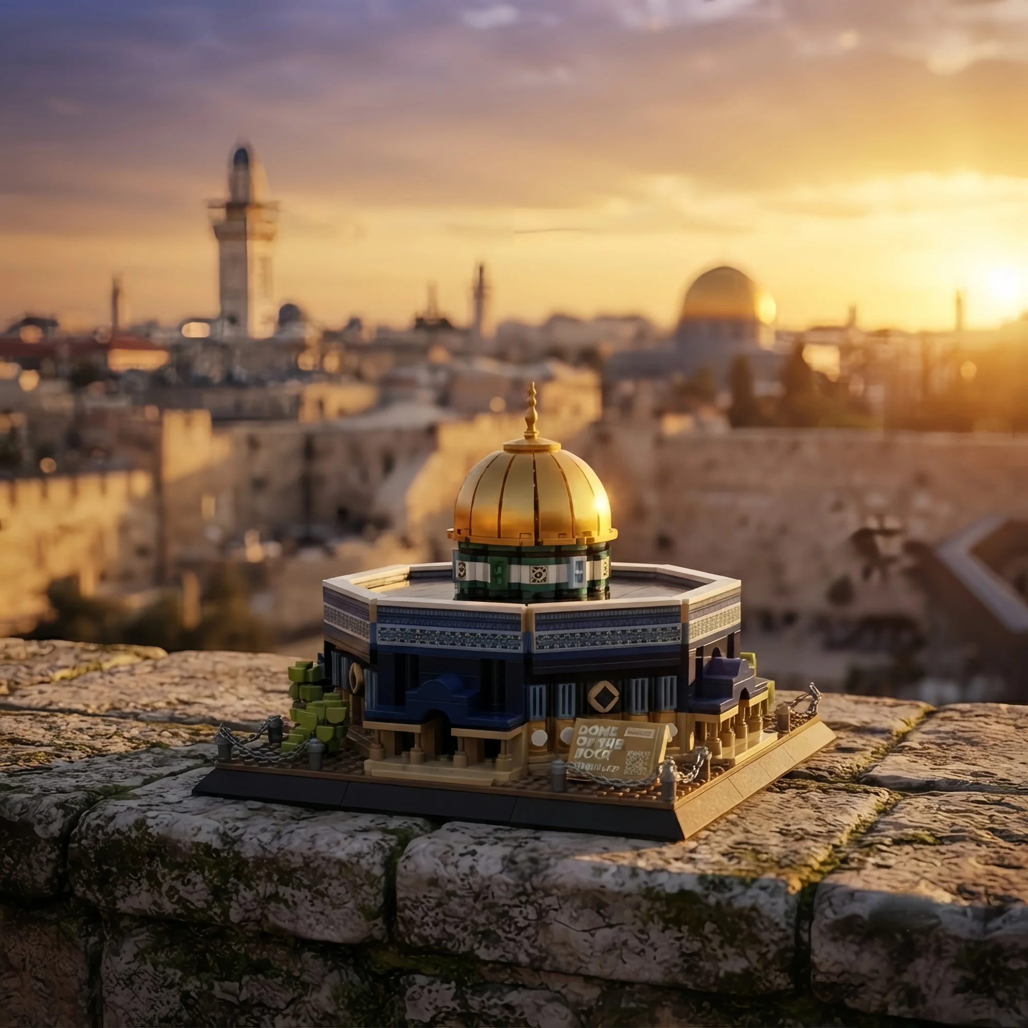 KNEW BUILT Felsendom-Bausteine: Jerusalem Achteckiges Wahrzeichen-Modell, Islamische Kunstdekoration, Premium Ramadan & Eid Geschenk – Detail 1