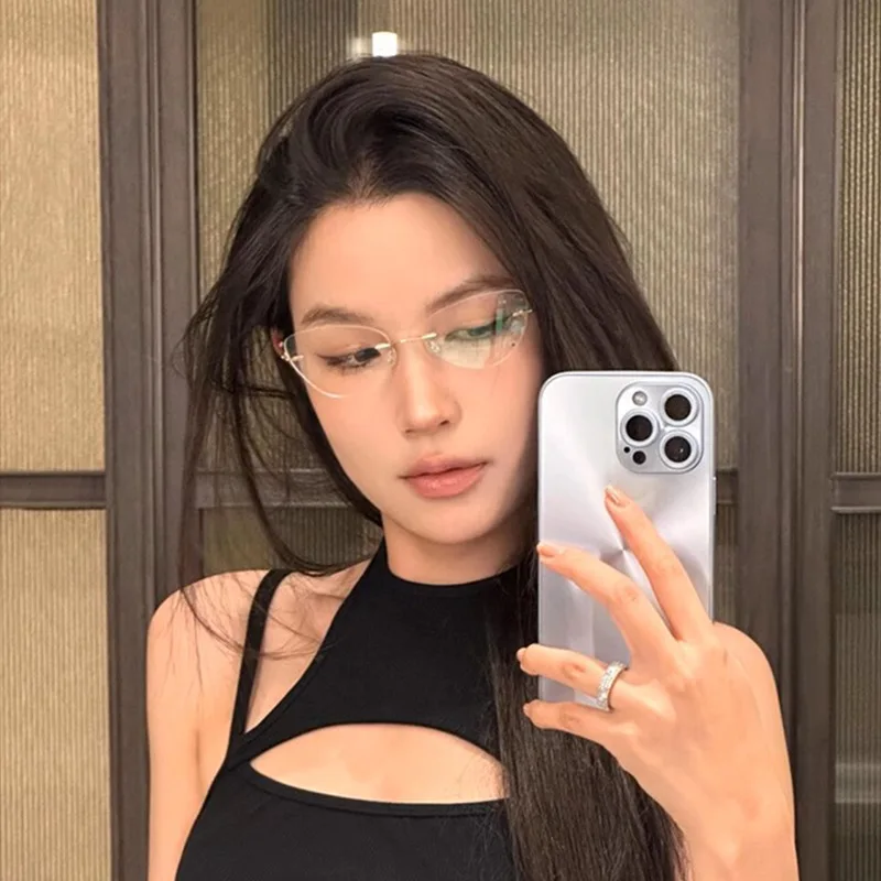 

Безрамные очки «кошачий глаз» из чистого титана, легкие, блокирующие синий свет, элегантный дизайн