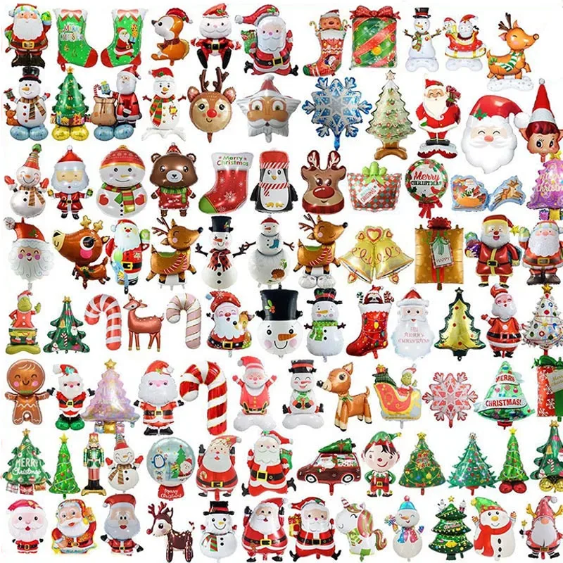 

50pcs Santa Claus Balloon Set Candy Cane Bell Elk Aluminum Foil Balloons Marry Christmas Xmas Home New Year Party Decoration