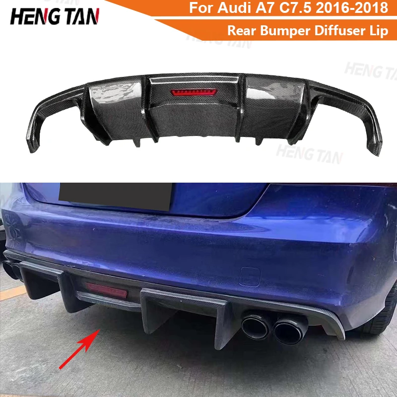 Carbon Fiber For Audi A7 C7.5 2016-2018 Regular Car Rear Bumper Lip Diffuser Spoiler Parts KB Style Body kit