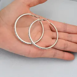 2PC Stainless Steel Luxury CrystaL CZ Big Circle Hoop Earrings for Women 30-50mm Charms  Design Party Wedding Jewelry Gifts