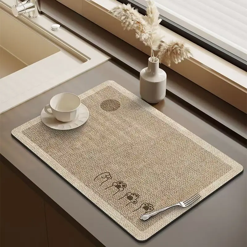 Wabi-sabi minimalist kitchen draining mat, specialized water-absorbing mat for coffee machines, bar sink mat, washbasin mat, tab