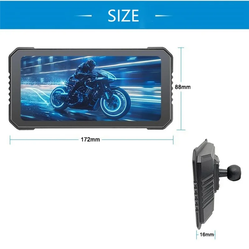 AC57-6.25 Inch Motorcycle DVR Wireless Carplay For Android Auto GPS Navigation Monitor Bluetooth Waterproof Touchscreen