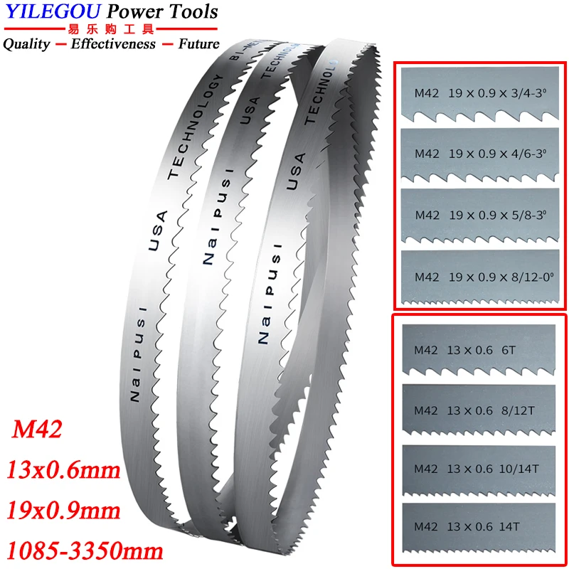 1140 1735 1826 2240 2750mm M42 Bi-Metal Band Saw Blade 13 19mm Bimetal Bandsaw Blade Cutting Hardwood, Metal 1/2