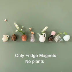 3-10pcs Mini Ceramics Vase Fridge Magnet DIY Porcelain Vase Refrigerator Magnet Message Sticker flowers Plant on Kitchen Gift