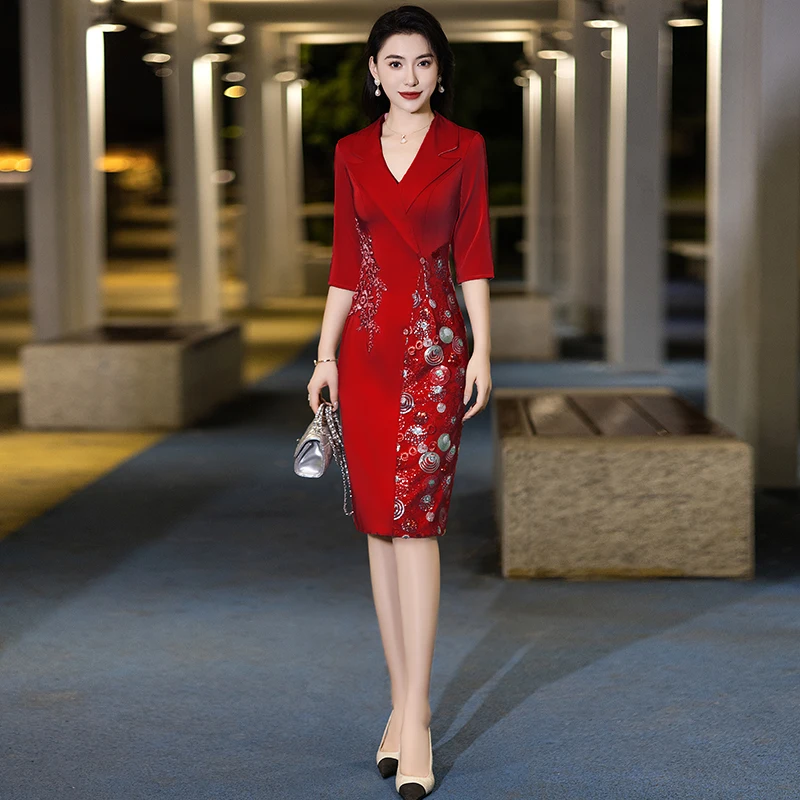 

Ele ort Women's Wedding Dr Faionable V-Ne Midi Dr for Par Banquet Host Suitable for Various Ocns