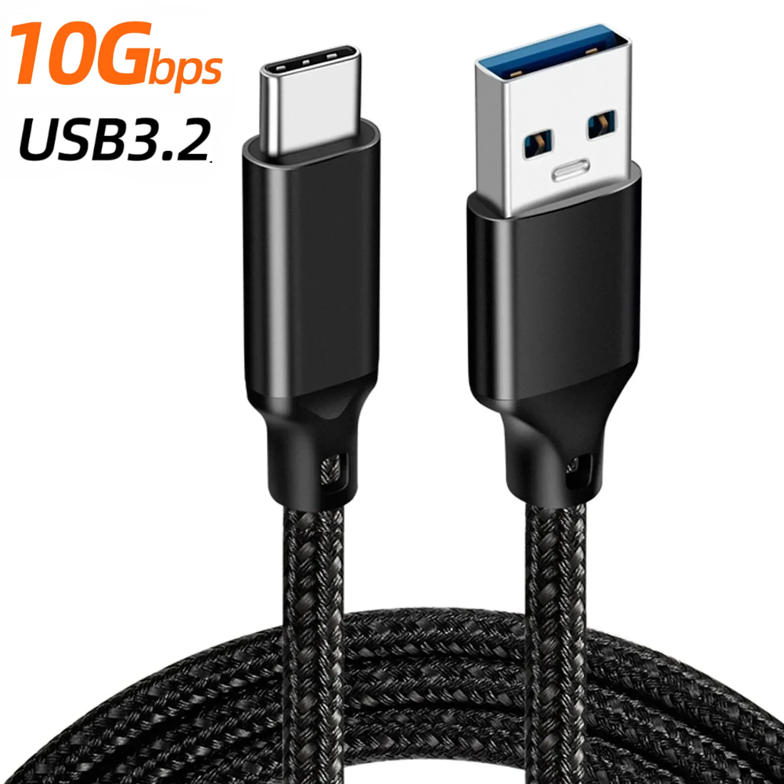 USB3.2 10Gbps Braided Cable USB Type A to USB C 3.2 Gen2 Cable Data Transfer USB C SSD Hard Disk Cable 3A 60W Fast Charger 3m 5m