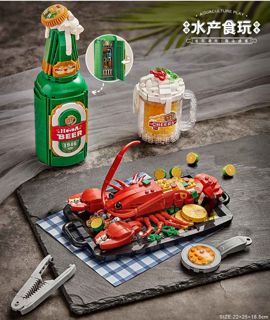 LOZ mini Blocks Building Bricks Toys Chinese Food Hairy Crabs Lobster Puzzle Home Decor Gift 1945 1946