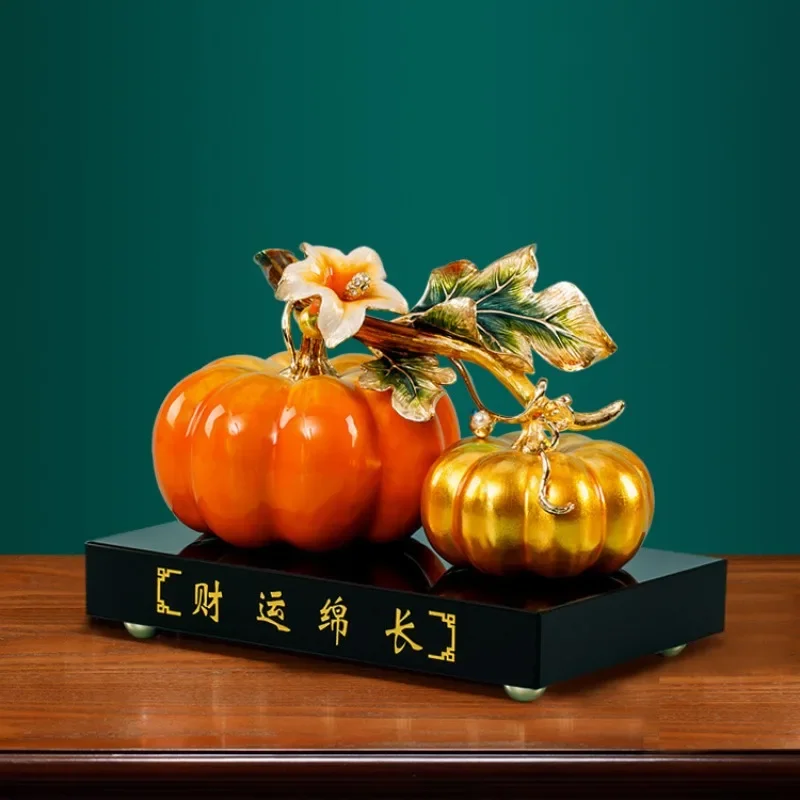 Wealth transportation pumpkin ornament, new Chinese enamel color light luxury, atmospheric living room entrance wine cabinet