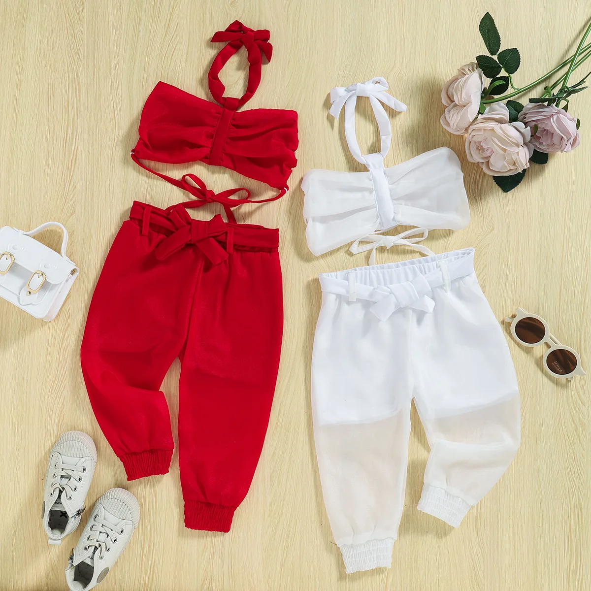 New baby and toddler summer girl casual solid color suspender set