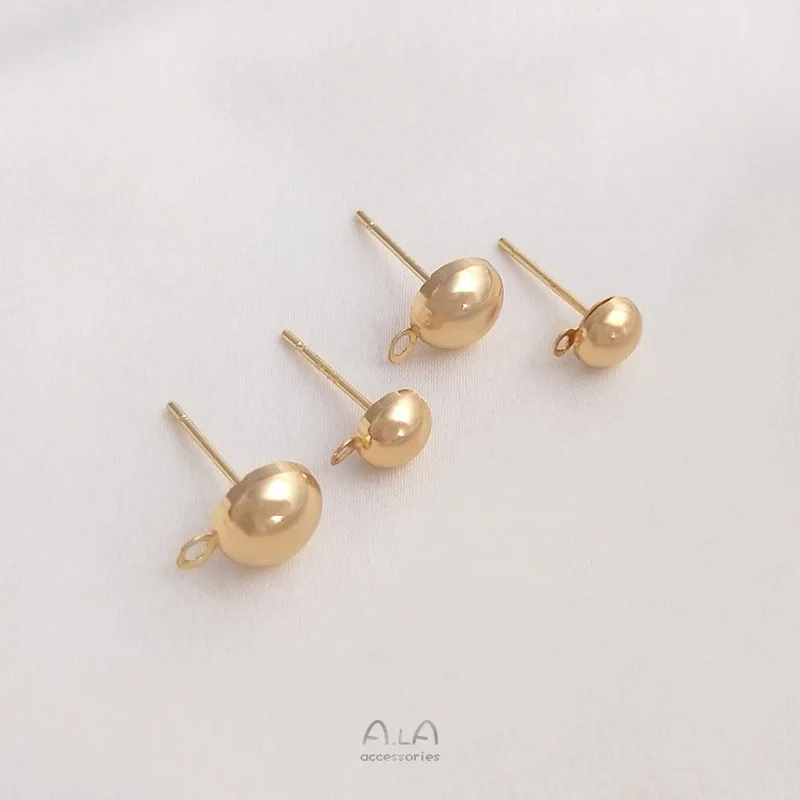 Semi-round With Hanging Ear Needles 14K Gold Color Pearl Studs Hmade Earrings Accessories DIY Material Accessories