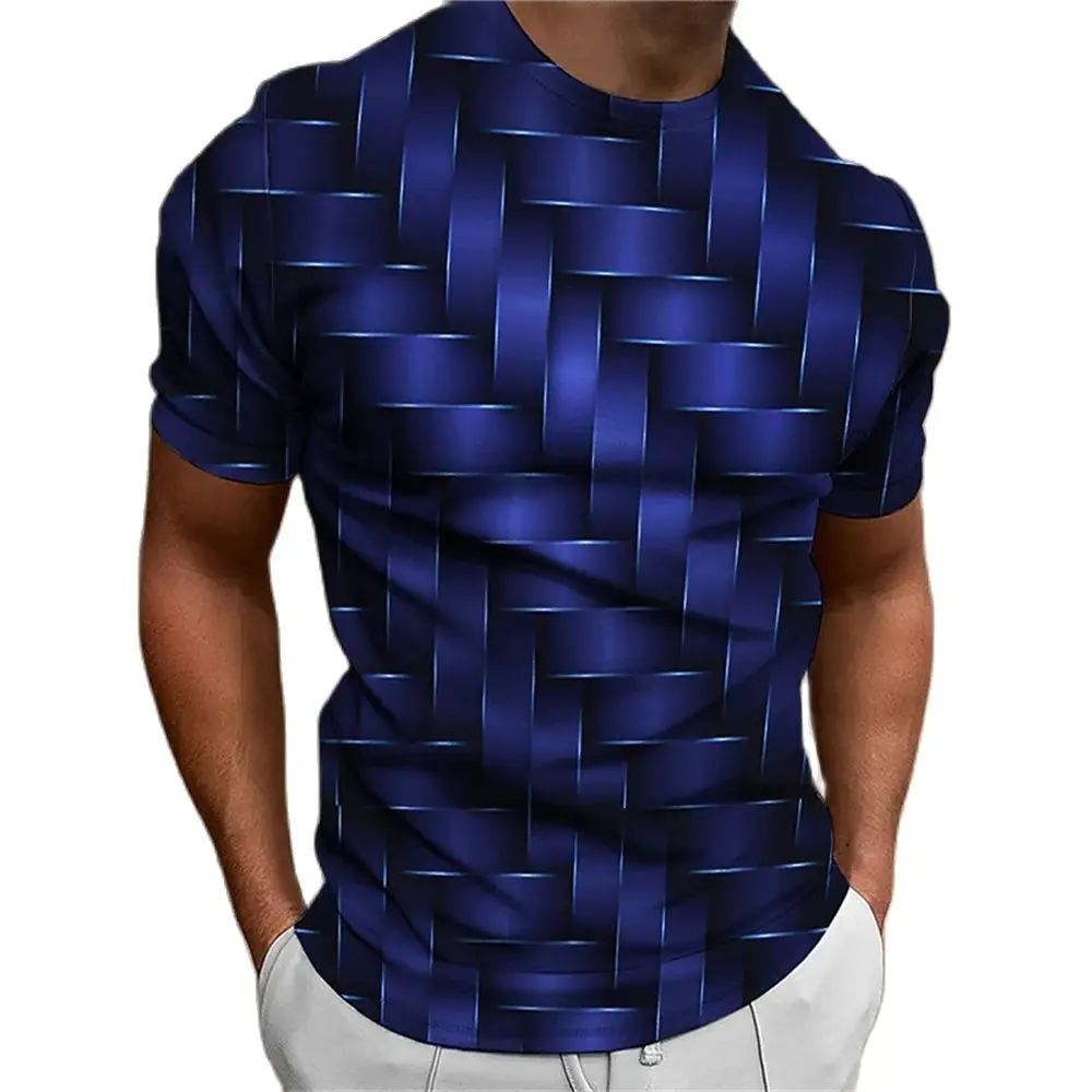 Simple Style Summer Men\'s T-shirt Geometric Pattern 3d Printed Personality Top Loose Oversized Quick Drying Sports Short Sleeves