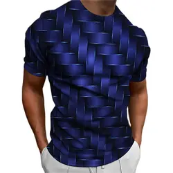 Simple Style Summer Men's T-shirt Geometric Pattern 3d Printed Personality Top Loose Oversized Quick Drying Sports Short Sleeves