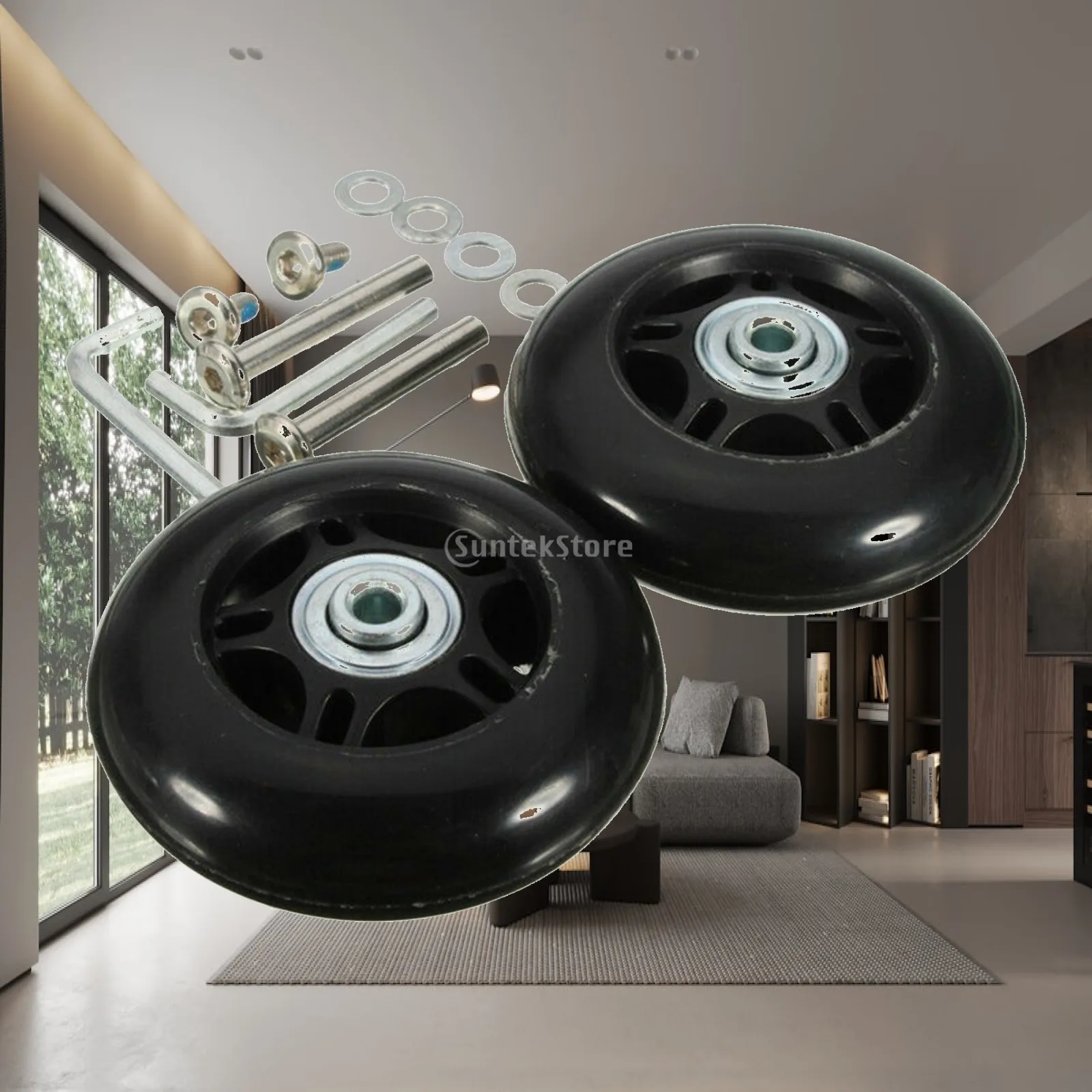 2pcs/set Luggage Suitcase Replacement Wheels Suitcase Repair Axles Deluxe + Screw Tool
