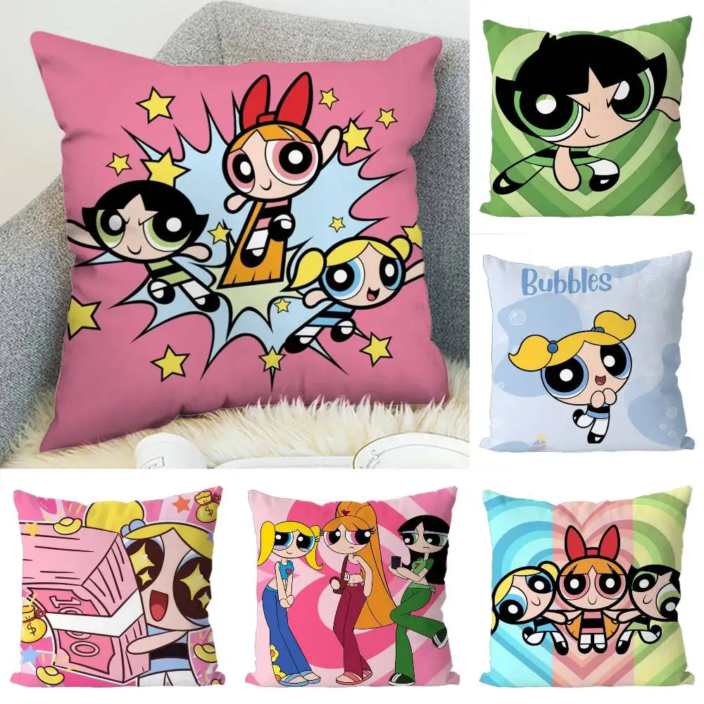 

P-Powerpuffs Girls Pillow Case Luxury Double-sided For Car Pillows 45x45 Cushions Cover Home And Decoration Sofa Pillowcase 50x5